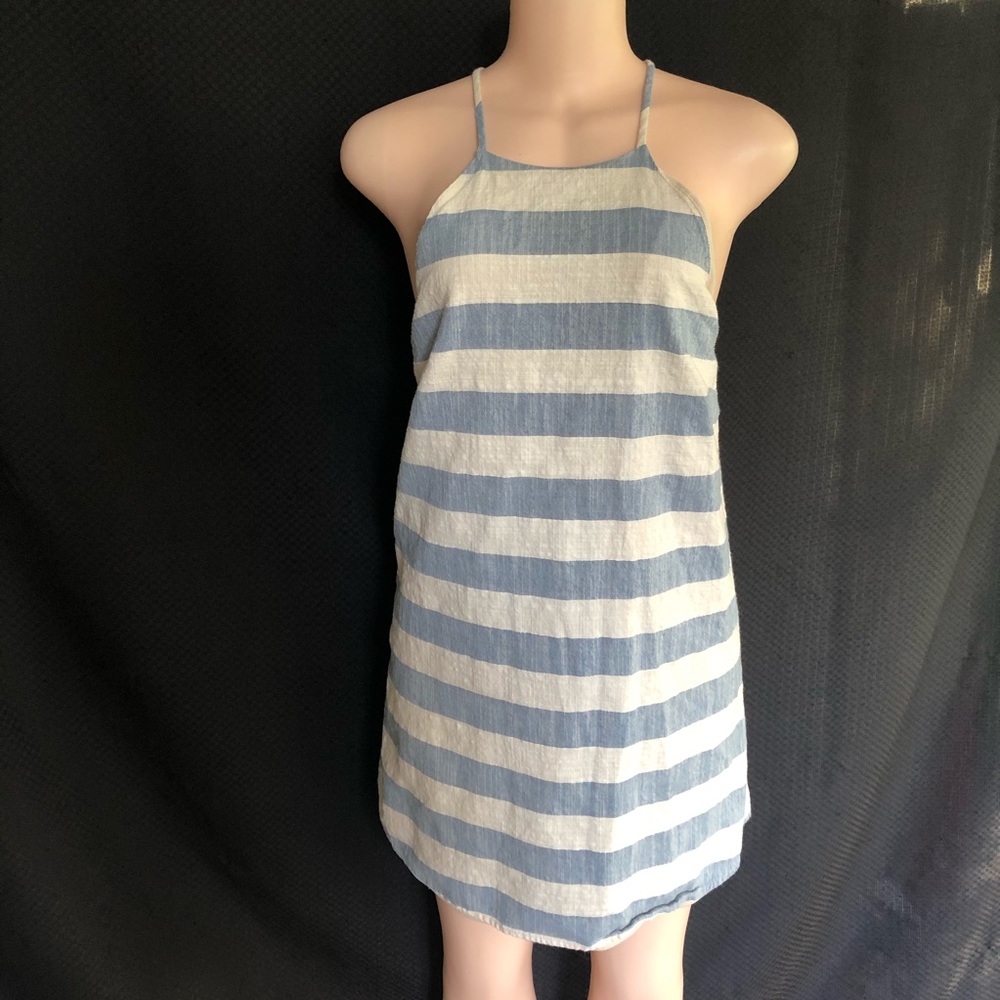 Pink Owl apparel Dress Striped Large blue white